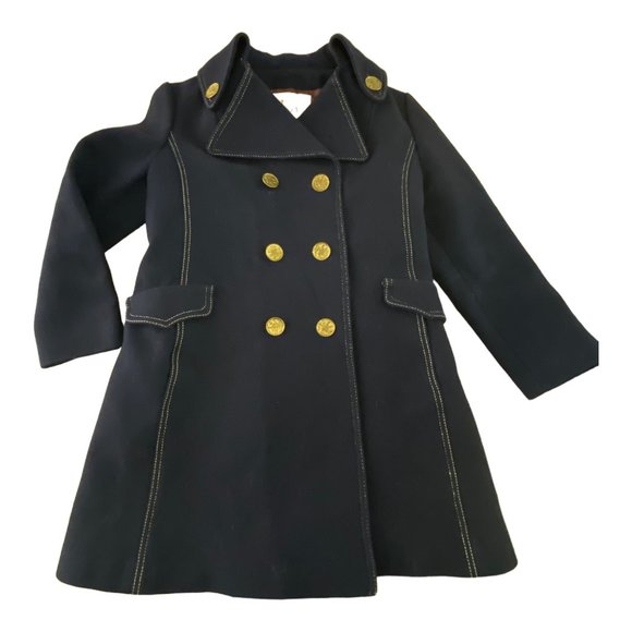 Vintage Arthur Jay Wool Peacoat S/M Navy Contrast Gold Button Quilted Liner Warm - Picture 6 of 16